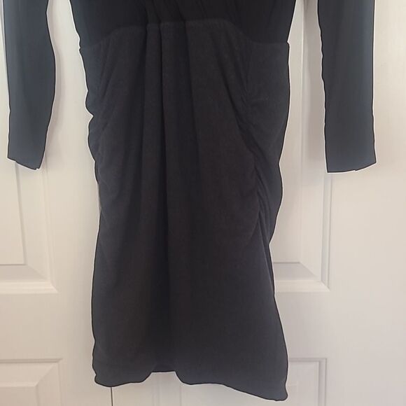 James Perse Collage Wrap Mini Dress two tone black grey plunge surplice Size M - Picture 5 of 14